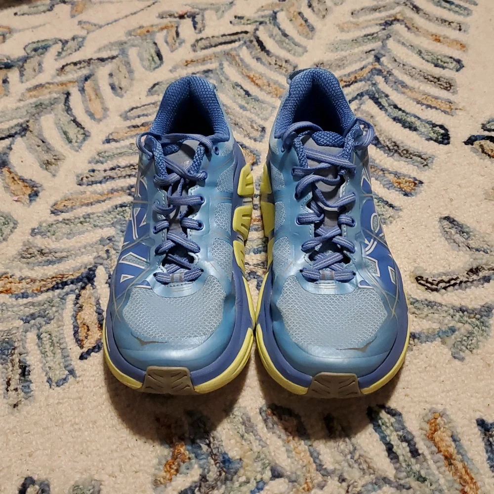 Hoka One One Blue Yellow Running Shoes | Size 7.5 - Picture 2 of 8